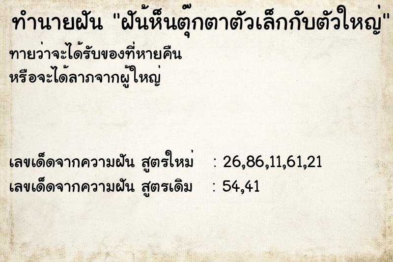 ทำนายฝันทำนายฝันฝัน้ห็นตุ๊กตาตัวเล็กกับตัวใหญ่