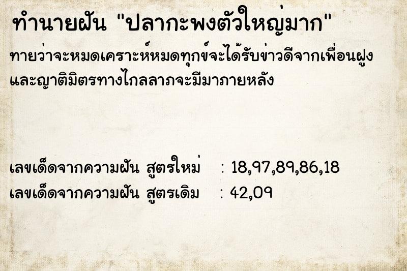 ทำนายฝันปลากะพงตัวใหญ่มาก ทำนายฝันทำนายฝันปลากะพงตัวใหญ่มาก