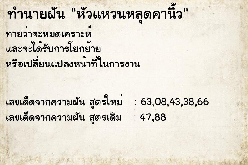 ทำนายฝันทำนายฝันหัวแหวนหลุดคานิ้ว