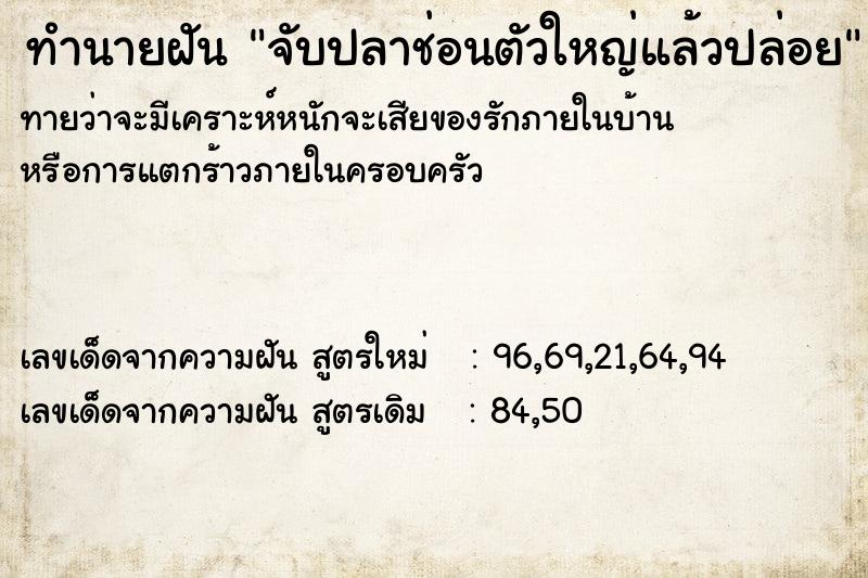 ทำนายฝันจับปลาช่อนตัวใหญ่แล้วปล่อย ทำนายฝันทำนายฝันจับปลาช่อนตัวใหญ่แล้วปล่อย