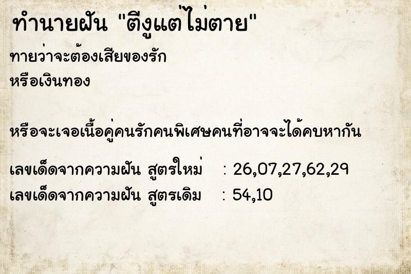 ทำนายฝัน ตีงูแต่ไม่ตาย ทำนายฝัน ตีงูแต่ไม่ตาย