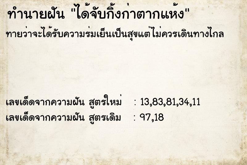 ทำนายฝันทำนายฝันได้จับกิ้งก่าตากแห้ง