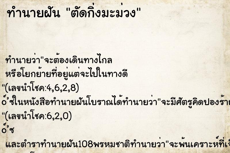 ทำนายฝันทำนายฝันตัดกิ่งมะม่วง