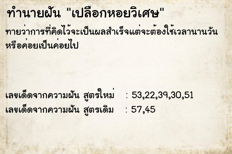 ทำนายฝันเปลือกหอยวิเศษ ทำนายฝันทำนายฝันเปลือกหอยวิเศษ