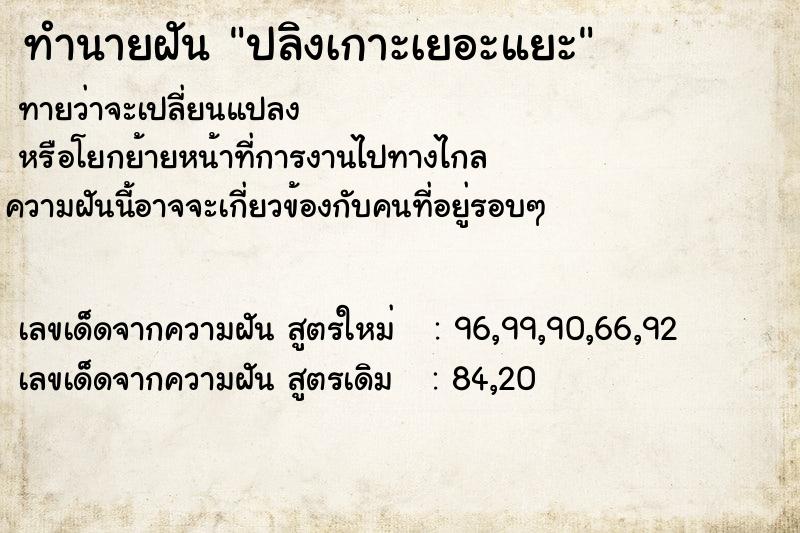 ทำนายฝันปลิงเกาะเยอะแยะ ทำนายฝันทำนายฝันปลิงเกาะเยอะแยะ