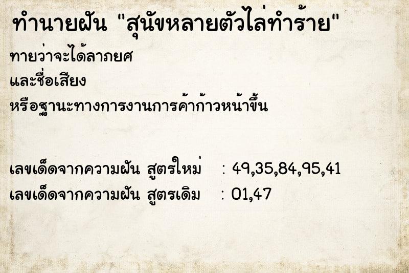 ทำนายฝันทำนายฝันสุนัขหลายตัวไล่ทำร้าย
