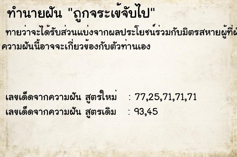 ทำนายฝันถูกจระเข้จับไป ทำนายฝันทำนายฝันถูกจระเข้จับไป