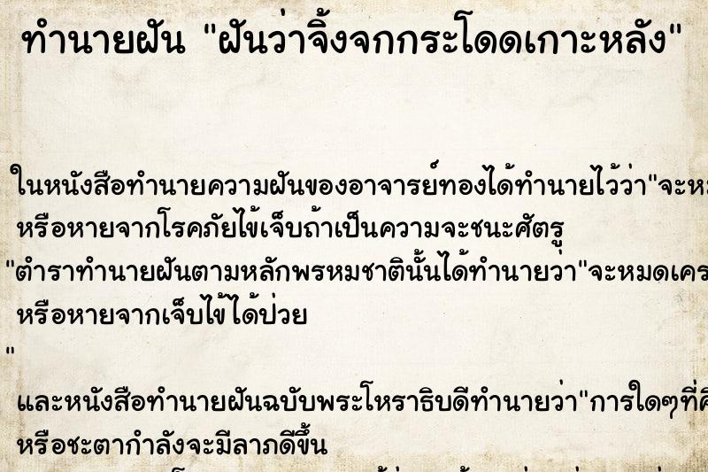 ทำนายฝันฝันว่าจิ้งจกกระโดดเกาะหลัง ทำนายฝันทำนายฝันฝันว่าจิ้งจกกระโดดเกาะหลัง