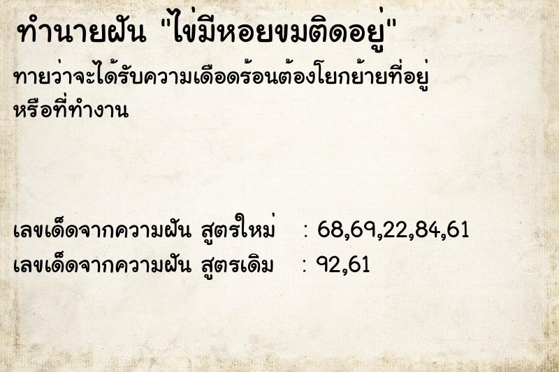 ทำนายฝันไข่มีหอยขมติดอยู่ ทำนายฝันทำนายฝันไข่มีหอยขมติดอยู่