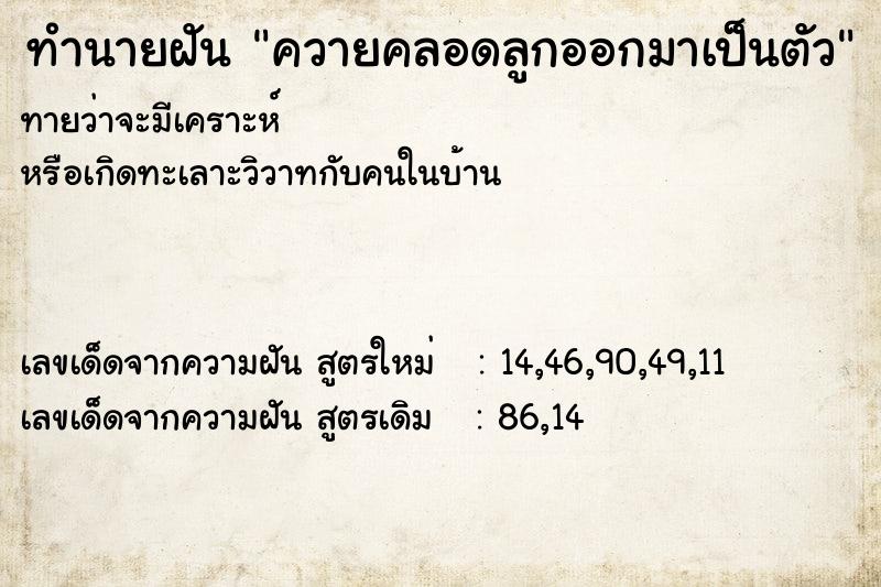 ทำนายฝัน ควายคลอดลูกออกมาเป็นตัว