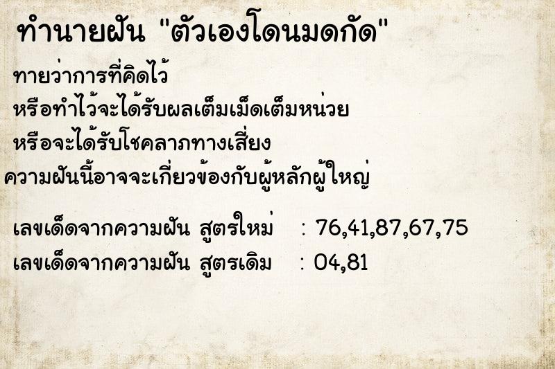ทำนายฝันทำนายฝันตัวเองโดนมดกัด