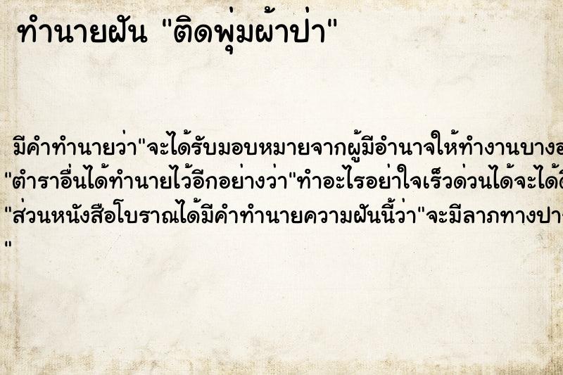 ทำนายฝัน ติดพุ่มผ้าป่า ทำนายฝัน ติดพุ่มผ้าป่า