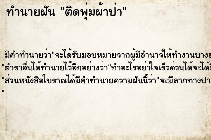 ทำนายฝัน ติดพุ่มผ้าป่า ตำราโบราณ แม่นที่สุดในโลก