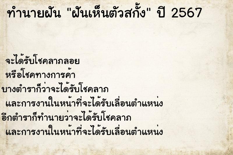 ทำนายฝันฝันเห็นตัวสกั้ง ทำนายฝันทำนายฝันฝันเห็นตัวสกั้ง