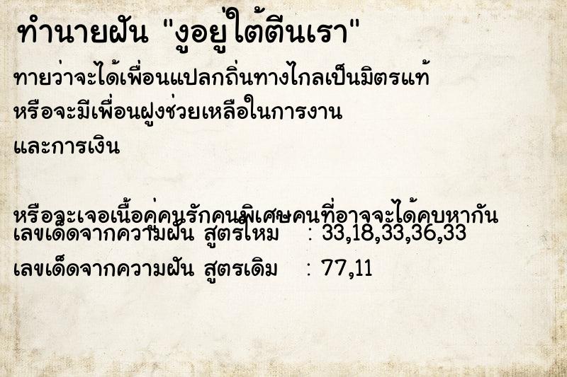 ทำนายฝันงูอยู่ใต้ตีนเรา ทำนายฝันทำนายฝันงูอยู่ใต้ตีนเรา