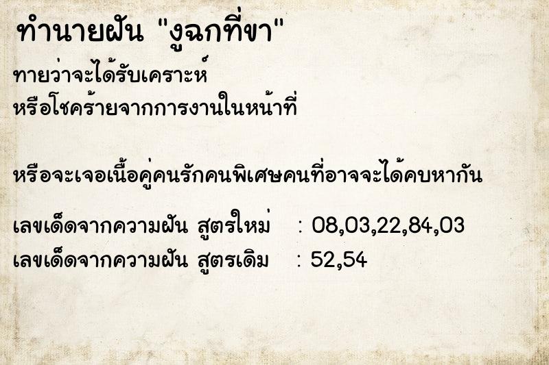 ทำนายฝันงูฉกที่ขา ทำนายฝันทำนายฝันงูฉกที่ขา
