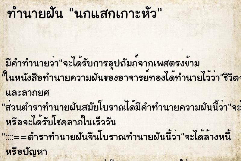 ทำนายฝัน นกแสกเกาะหัว ตำราโบราณ แม่นที่สุดในโลก