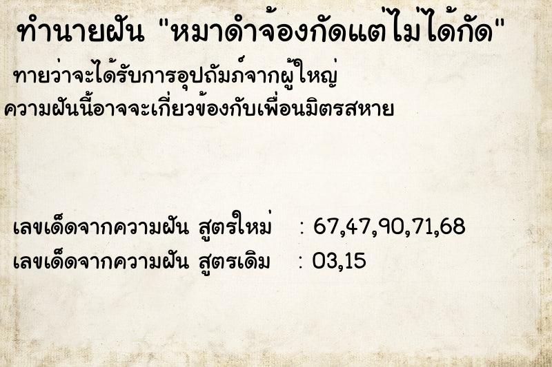 ทำนายฝันทำนายฝันหมาดำจ้องกัดแต่ไม่ได้กัด