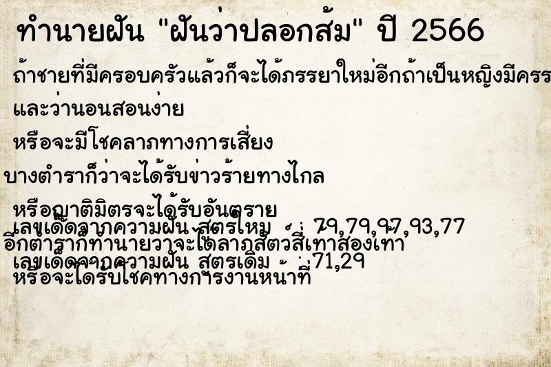 ทำนายฝันฝันว่าปลอกส้ม ทำนายฝันทำนายฝันฝันว่าปลอกส้ม