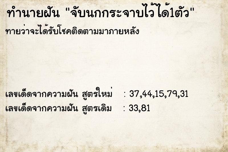 ทำนายฝันทำนายฝันจับนกกระจาบไว้ได้1ตัว