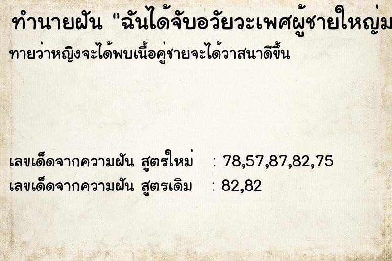ทำนายฝันทำนายฝันฉันได้จับอวัยวะเพศผู้ชายใหญ่มาก