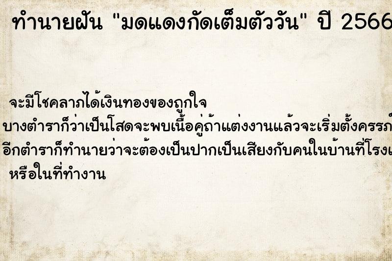 ทำนายฝันทำนายฝันมดแดงกัดเต็มตัววัน