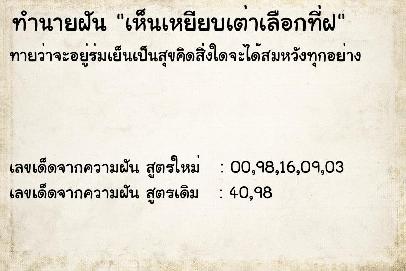 ทำนายฝันทำนายฝันเห็นเหยียบเต่าเลือกที่ฝ