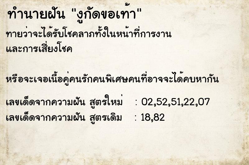 ทำนายฝันงูกัดขอเท้า ทำนายฝันทำนายฝันงูกัดขอเท้า