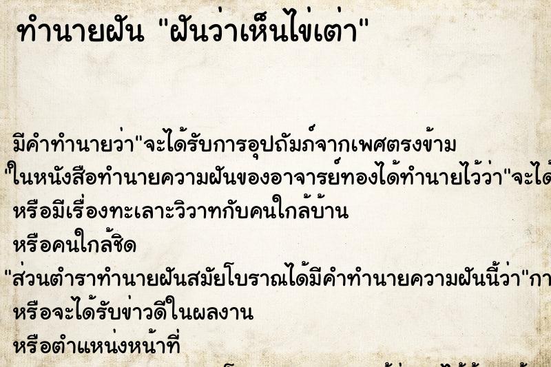 ทำนายฝัน ฝันว่าเห็นไข่เต่า ทำนายฝัน ฝันว่าเห็นไข่เต่า