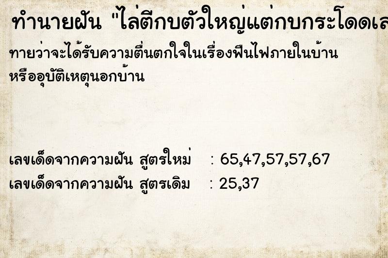 ทำนายฝันทำนายฝันไล่ตีกบตัวใหญ่แต่กบกระโดดเล