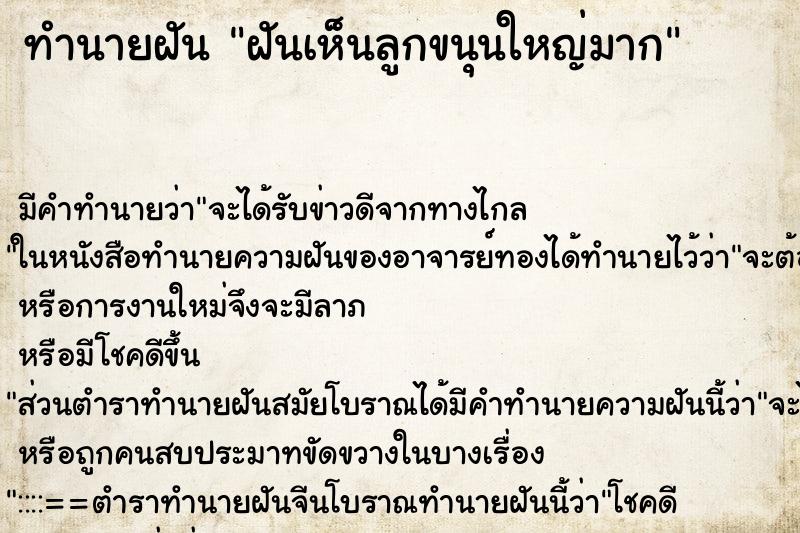 ทำนายฝันทำนายฝันฝันเห็นลูกขนุนใหญ่มาก