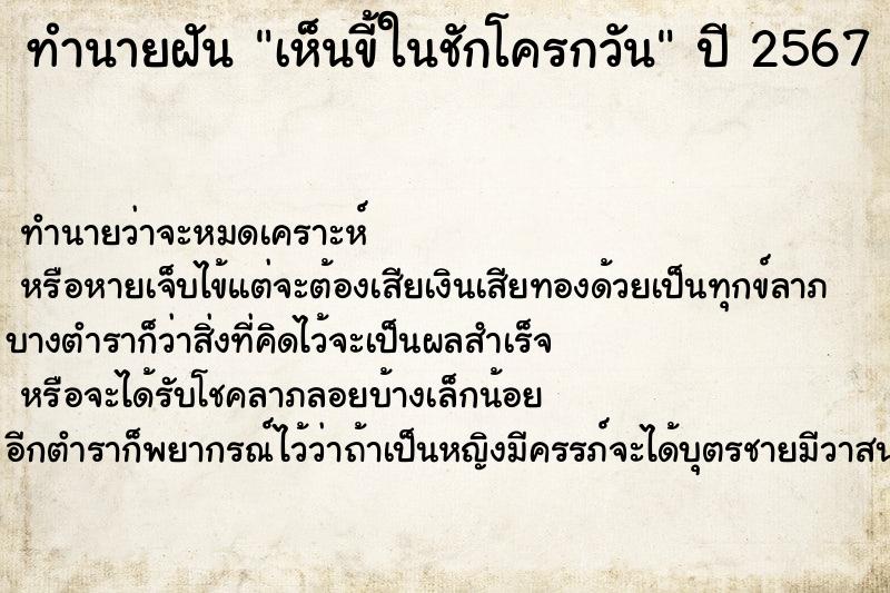ทำนายฝันเห็นขี้ในชักโครกวัน ทำนายฝันทำนายฝันเห็นขี้ในชักโครกวัน