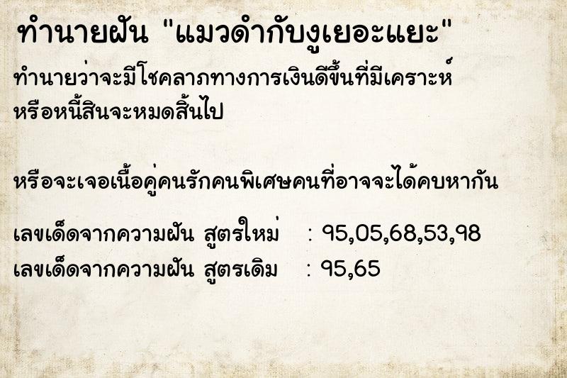 ทำนายฝันทำนายฝันแมวดำกับงูเยอะแยะ