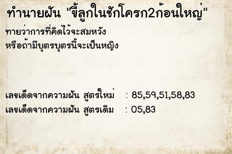 ทำนายฝันทำนายฝันขี้ลูกในชักโครก2ก้อนใหญ่