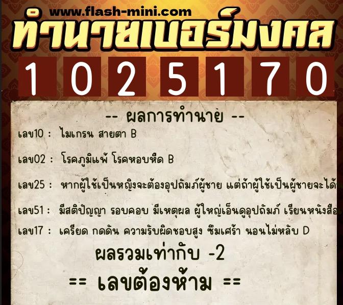 ทำนายเบอร์มงคล 0XX-1025170 ทำนายเบอร์มงคล หมายเลข 062-102517 ทำนายเบอร์มงคล 0XX-1025170 ทำนายเบอร์มงคล หมายเลข 062-102517