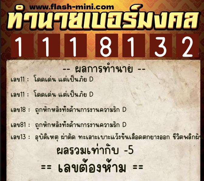 ทำนายเบอร์มงคล 0XX-1118132 ทำนายเบอร์มงคล หมายเลข 097-111813 ทำนายเบอร์มงคล 0XX-1118132 ทำนายเบอร์มงคล หมายเลข 097-111813
