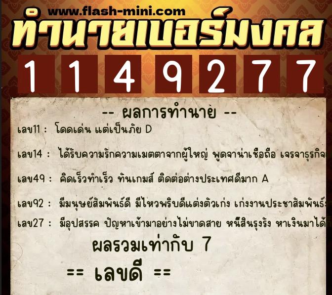 ทำนายเบอร์มงคล 0XX-1149277 ทำนายเบอร์มงคล หมายเลข 086-114927 ทำนายเบอร์มงคล 0XX-1149277 ทำนายเบอร์มงคล หมายเลข 086-114927