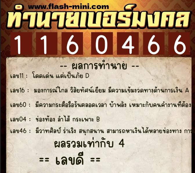 ทำนายเบอร์มงคล 0XX-1160466 ทำนายเบอร์มงคล หมายเลข 097-116046 ทำนายเบอร์มงคล 0XX-1160466 ทำนายเบอร์มงคล หมายเลข 097-116046