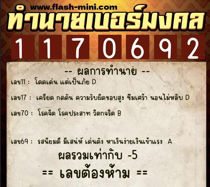 ทำนายเบอร์มงคล 0XX-1170692 ทำนายเบอร์มงคล หมายเลข 062-117069 ทำนายเบอร์มงคล 0XX-1170692 ทำนายเบอร์มงคล หมายเลข 062-117069