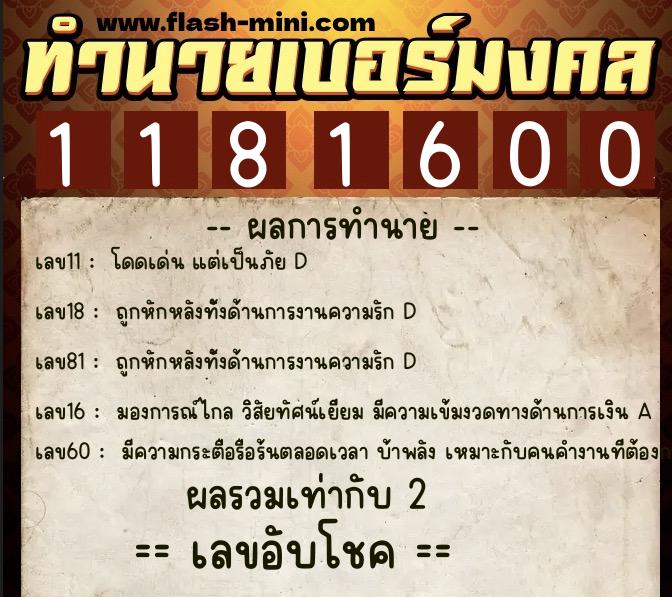 ทำนายเบอร์มงคล 0XX-1181600 ทำนายเบอร์มงคล หมายเลข 080-118160 ทำนายเบอร์มงคล 0XX-1181600 ทำนายเบอร์มงคล หมายเลข 080-118160