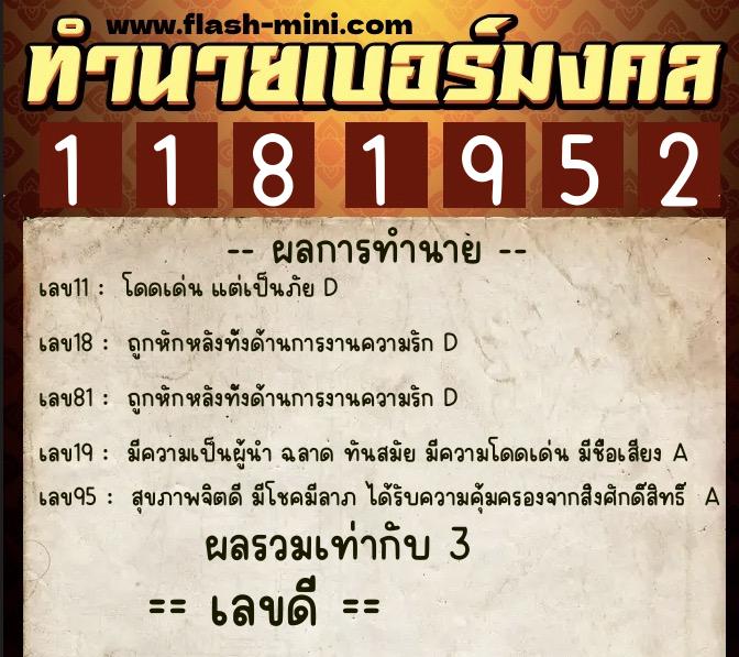 ทำนายเบอร์มงคล 0XX-1181952 ทำนายเบอร์มงคล หมายเลข 096-118195 ทำนายเบอร์มงคล 0XX-1181952 ทำนายเบอร์มงคล หมายเลข 096-118195