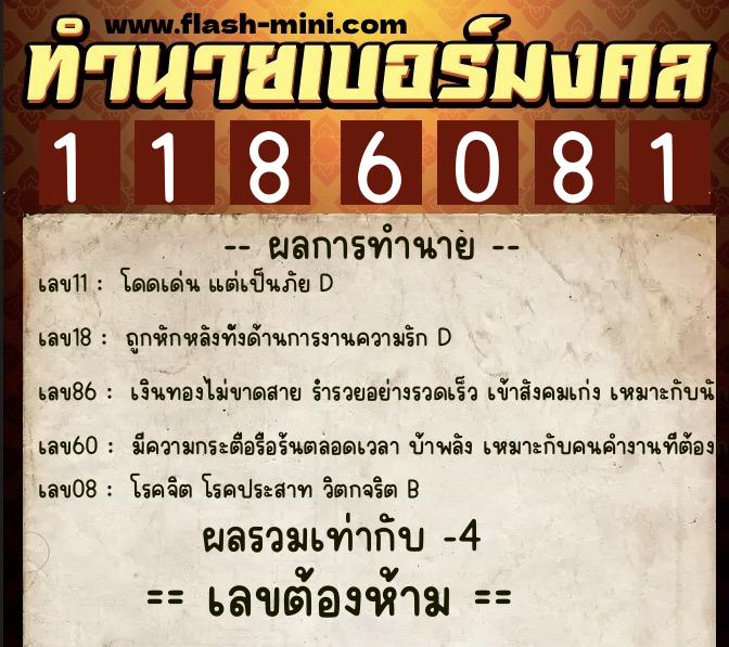 ทำนายเบอร์มงคล 0XX-1186081 ทำนายเบอร์มงคล หมายเลข 087-118608 ทำนายเบอร์มงคล 0XX-1186081 ทำนายเบอร์มงคล หมายเลข 087-118608