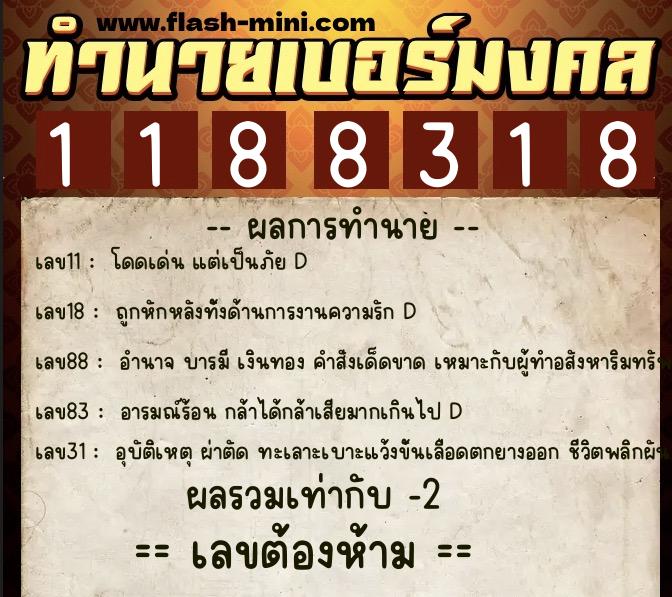 ทำนายเบอร์มงคล 0XX-1188318 ทำนายเบอร์มงคล หมายเลข 064-118831 ทำนายเบอร์มงคล 0XX-1188318 ทำนายเบอร์มงคล หมายเลข 064-118831