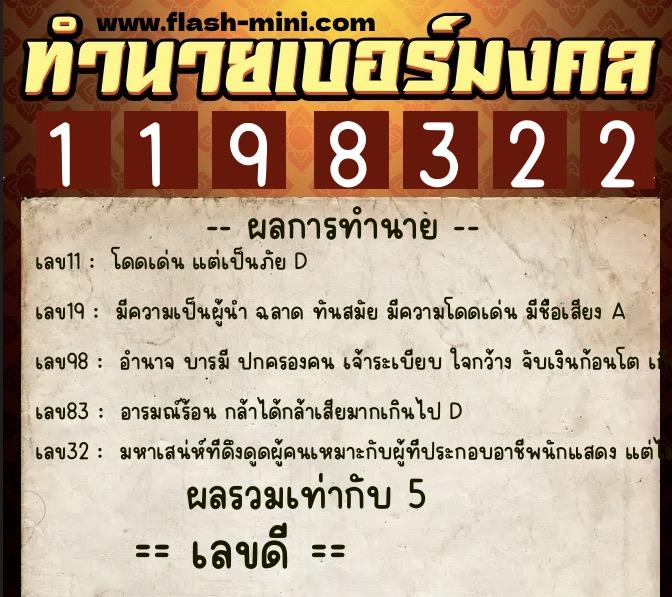ทำนายเบอร์มงคล 0XX-1198322 ทำนายเบอร์มงคล หมายเลข 085-119832 ทำนายเบอร์มงคล 0XX-1198322 ทำนายเบอร์มงคล หมายเลข 085-119832