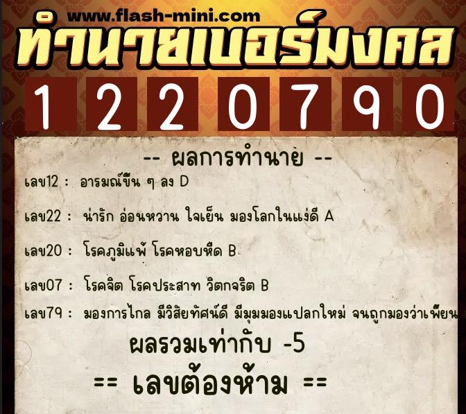 ทำนายเบอร์มงคล 0XX-1220790 ทำนายเบอร์มงคล หมายเลข 085-122079 ทำนายเบอร์มงคล 0XX-1220790 ทำนายเบอร์มงคล หมายเลข 085-122079