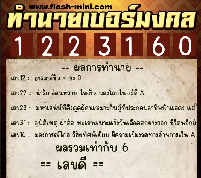 ทำนายเบอร์มงคล 0XX-1223160 ทำนายเบอร์มงคล หมายเลข 062-122316 ทำนายเบอร์มงคล 0XX-1223160 ทำนายเบอร์มงคล หมายเลข 062-122316