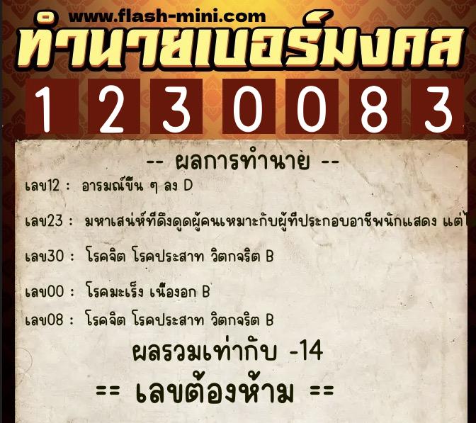 ทำนายเบอร์มงคล 0XX-1230083 ทำนายเบอร์มงคล หมายเลข 060-123008 ทำนายเบอร์มงคล 0XX-1230083 ทำนายเบอร์มงคล หมายเลข 060-123008