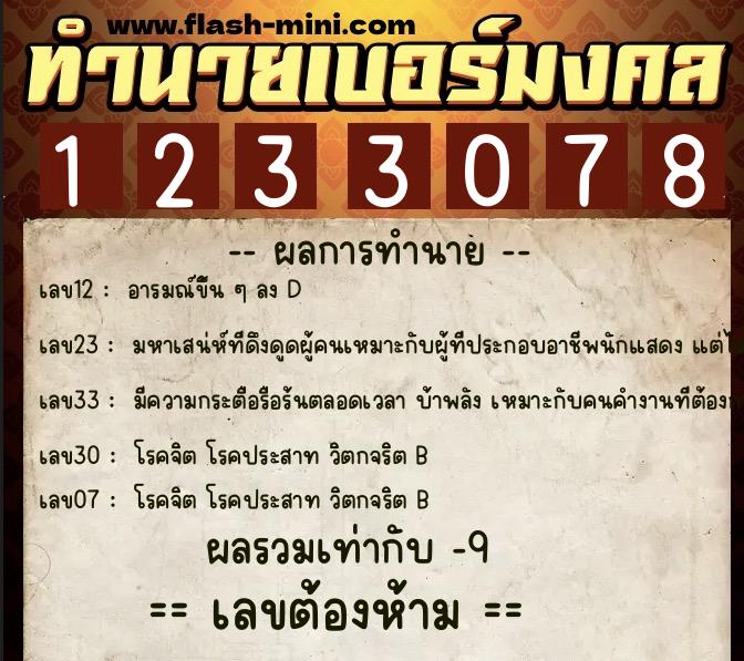 ทำนายเบอร์มงคล 0XX-1233078 ทำนายเบอร์มงคล หมายเลข 067-123307 ทำนายเบอร์มงคล 0XX-1233078 ทำนายเบอร์มงคล หมายเลข 067-123307