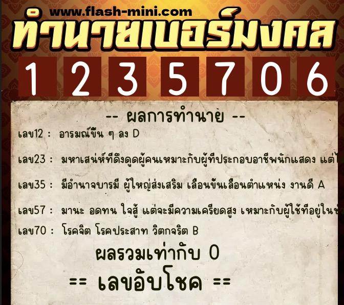 ทำนายเบอร์มงคล 0XX-1235706 ทำนายเบอร์มงคล หมายเลข 090-123570 ทำนายเบอร์มงคล 0XX-1235706 ทำนายเบอร์มงคล หมายเลข 090-123570
