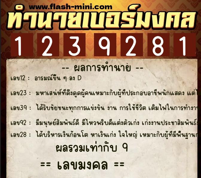 ทำนายเบอร์มงคล 0XX-1239281 ทำนายเบอร์มงคล หมายเลข 083-123928 ทำนายเบอร์มงคล 0XX-1239281 ทำนายเบอร์มงคล หมายเลข 083-123928